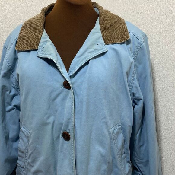 L.L. Bean Quilted Insulated Blue Canvas Barn Chore Coat Women's Size X-Large - Picture 2 of 12